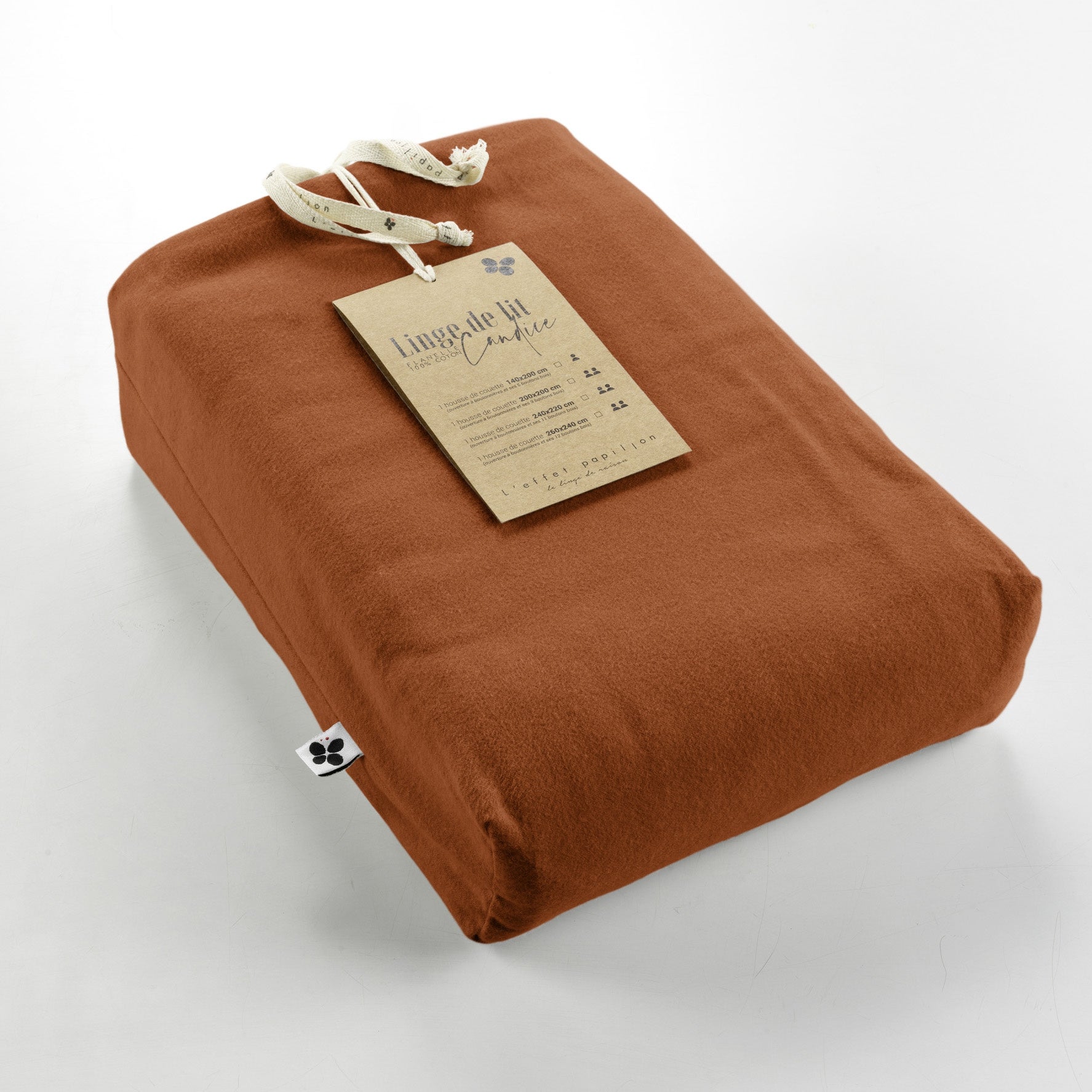 Pack Housse de couette chaude en flanelle 140 x 200 cm + drap housse 90x190 Terracotta - 4