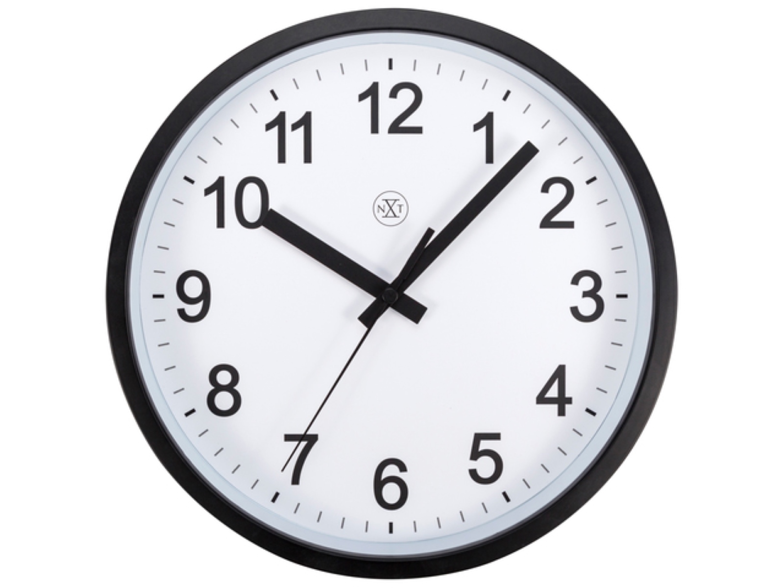 Nextime reloj de pared robust con armazón de plástico negro - 25,5 cm de diámetro
