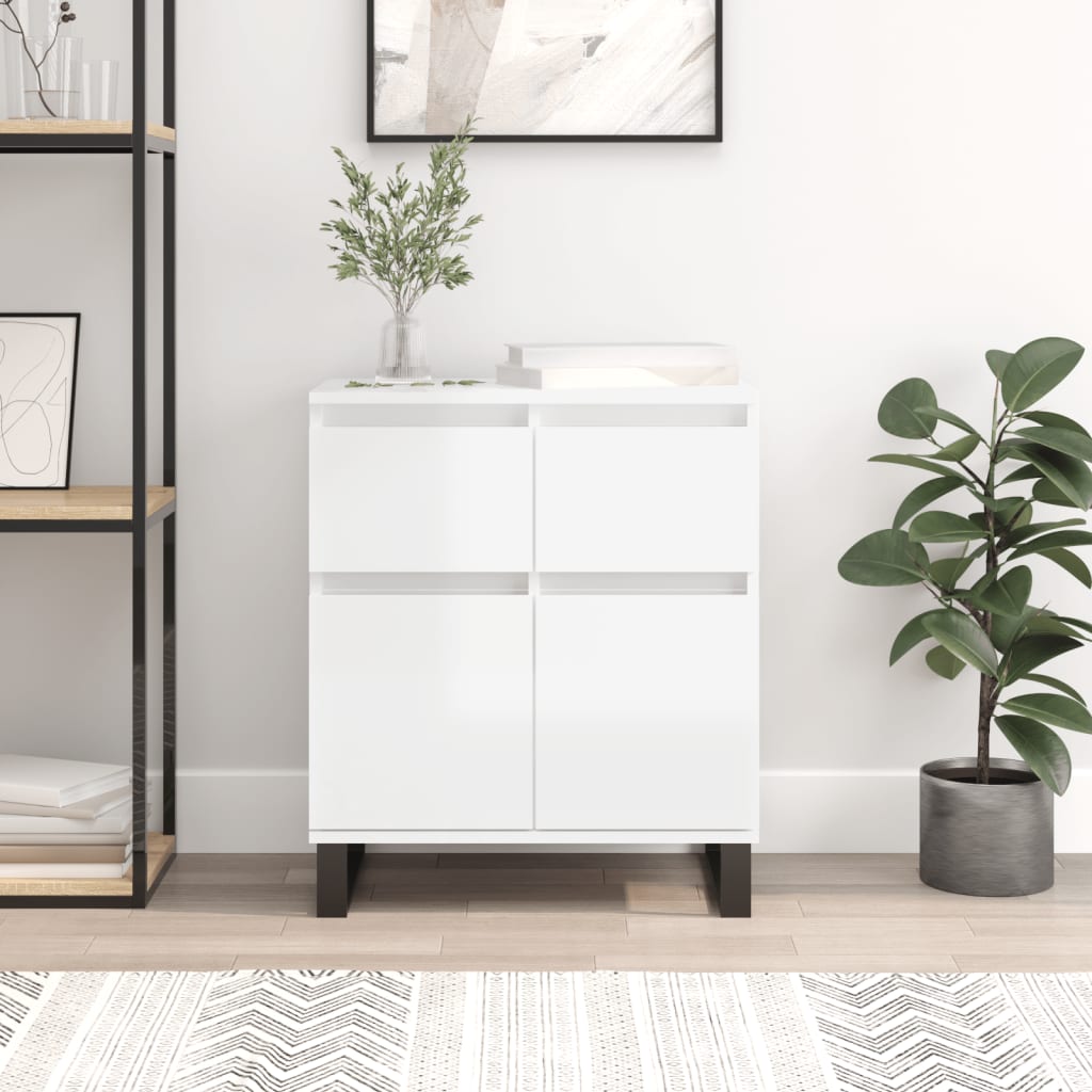 INLIFE Credenza Bianca 60x35x70 cm in Legno Multistrato Mobili, Armadietti e portaoggetti (19,95KG)-1196