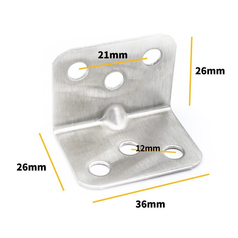 Zestaw 30 kątowników ze stali nierdzewnej w kształcie litery L do mocowania mebli drewnianych, srebrne, 36 x 26 mm