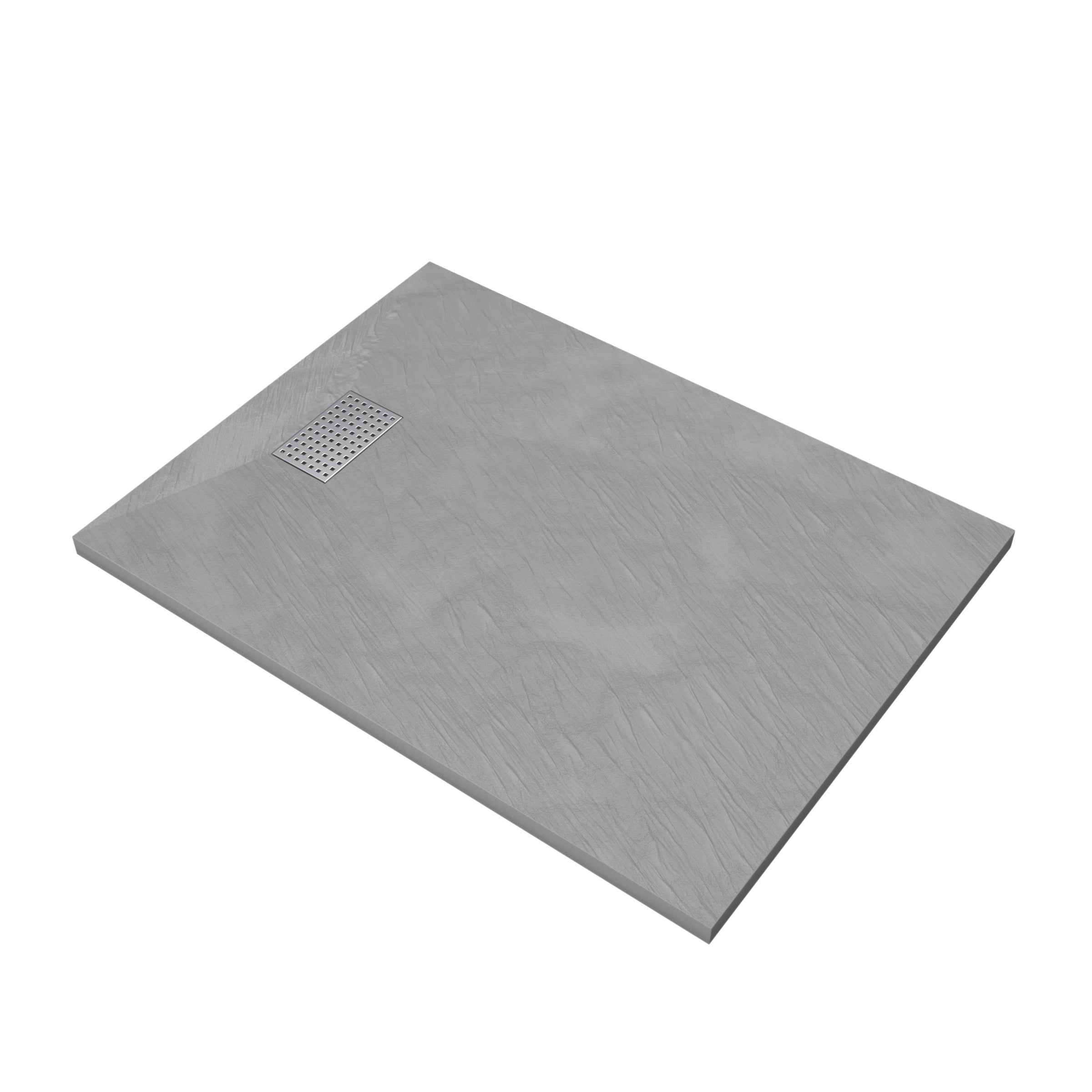 Receveur de douche Gris Effet Pierre 90x120 cm et Grille décor Perforée en Inox - 3