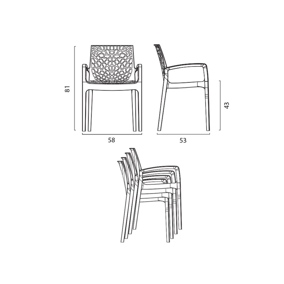 Chaise en polypropylène accoudoirs jardin café Grand Soleil Gruvyer Arm - 8