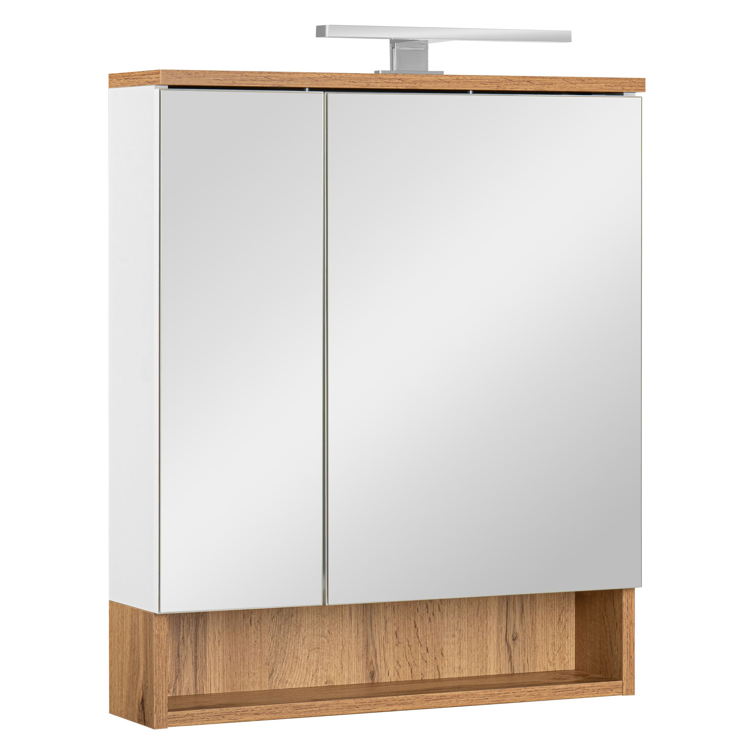 Szafka łazienkowa lustrzana wisząca z lustrem biała wotan 60 cm lampka led