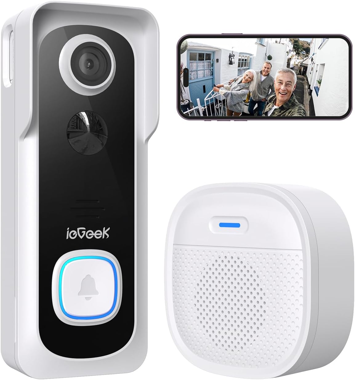 ieGeek 2K Sonnette sans Fil avec Camera avec Support d