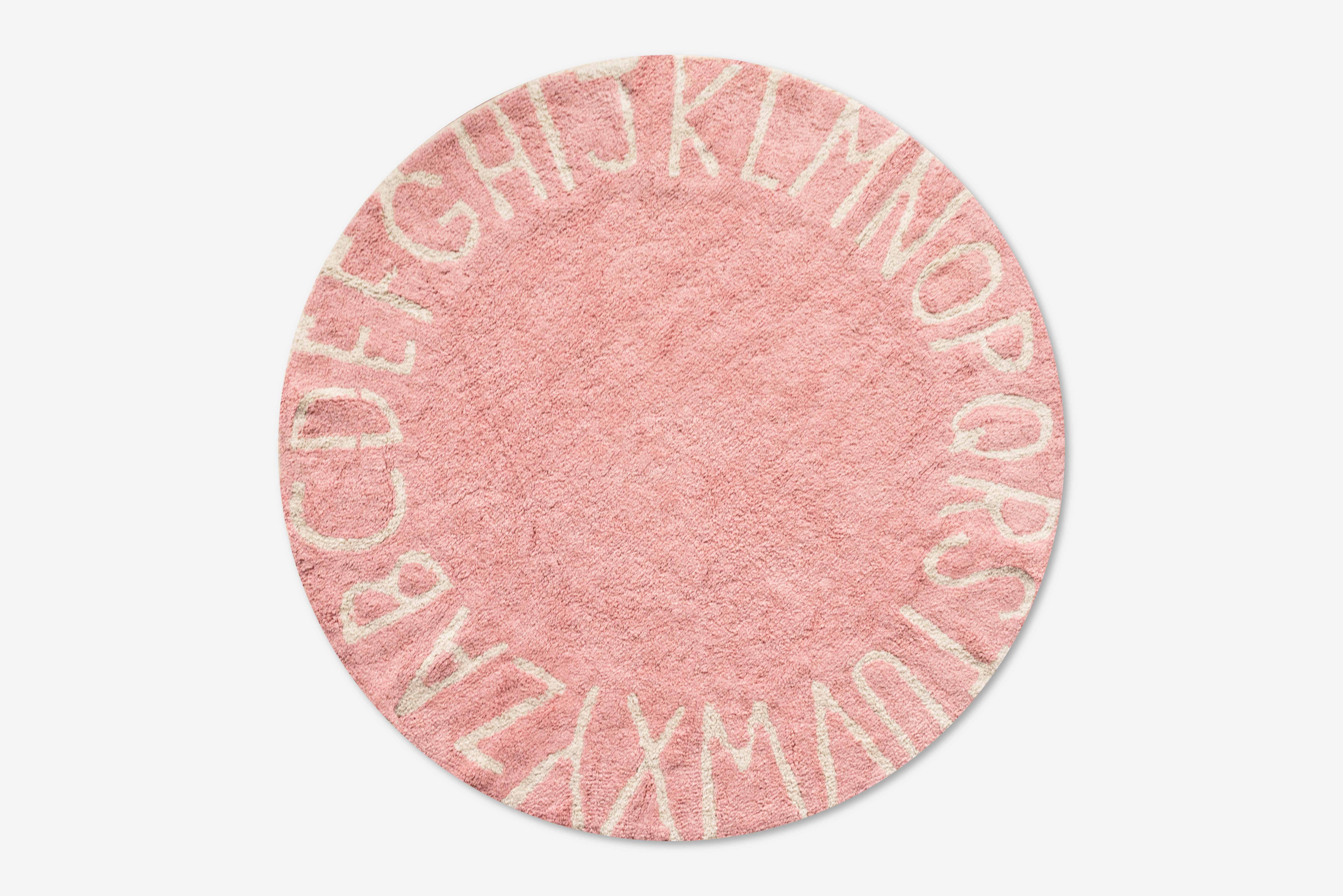 TAPIS ENFANT ROND ALPHABET ROSE ET CRÈME Ø140CM | Leroy Merlin