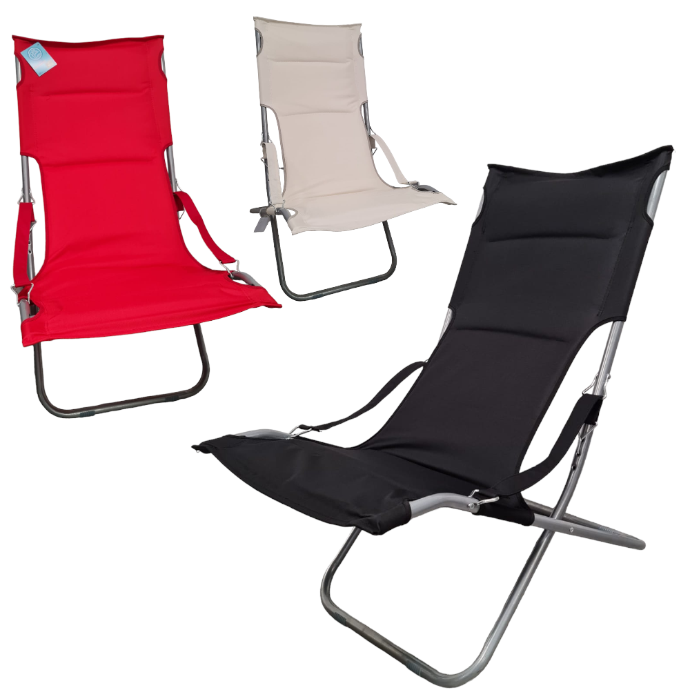 Chaise canonique pliante et rembourrée réglable pour le jardin, le balcon et la plage Nido - Couleur noire - 2