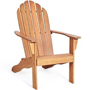 Chaise de Jardin Adirondack en Bois Résistant aux Intempéries avec Dossier Incurvé Charge 170KG Naturel