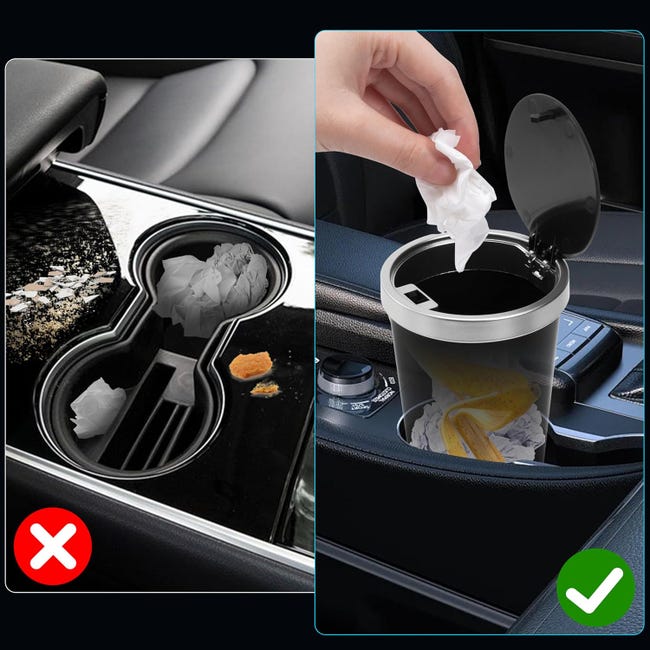 Pattumiera Per Auto Con Coperchio E Strass: Mini Cestino Portarifiuti A Prova Di Perdite Per Auto, Casa E Ufficio, Colore Blu