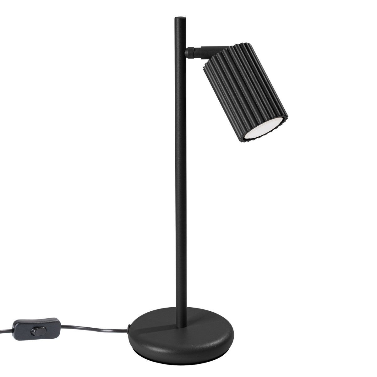 Lampka biurkowa nowoczesna czarna ruchomy karbowany reflektorek włącznik 1xGU10 10W KARBON Sollux Lighting
