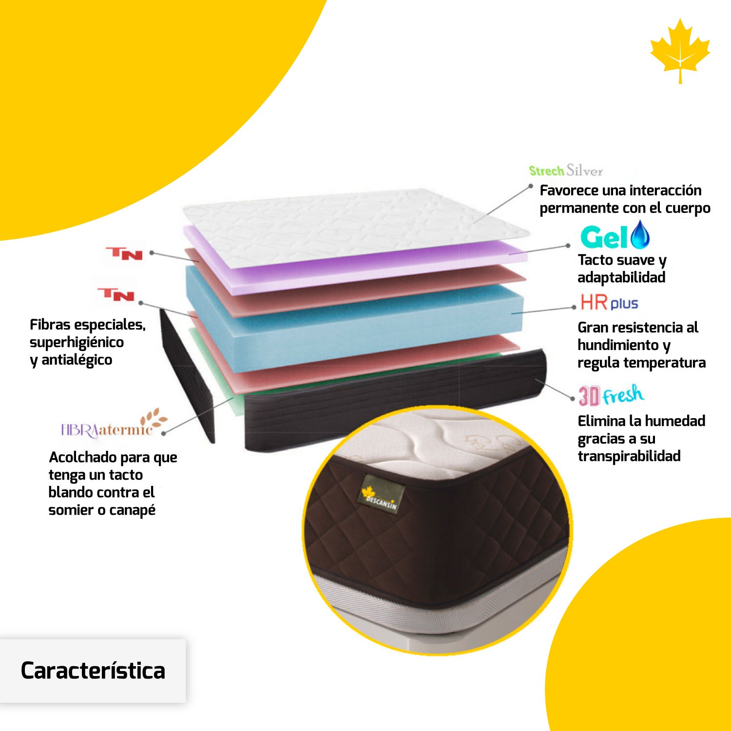 Pack Colchão e 2 Almofadas Viscoelásticas 70 cm Descansin | 140 x 200 | 22 cm de altura com 7 zonas de descanso | Alta Firmeza | efeito nuvem - 9