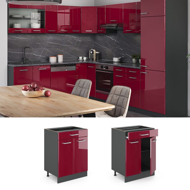 Vicco Mobiletto Base Per Cucina Rosso Bordeaux Lucido 30 Cm Senza Piano Di Lavoro R Line Vicco Mobiletto Base Per Cucina Rosso Bordeaux Lucido 30 Cm Senza Piano Di Lavoro R Line