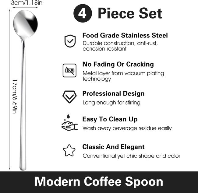 Cucchiaini Bar E Casa Lunghi Set 4 Cucchiai Da Tè Con Manico Lungo - 20,5 Cm, Acciaio Inox, Per Gelati, Cocktail, Bevande Fredde Cucchiai Tè Manico Lungo Cucchiaini Bar E Casa Lunghi Set 4 Cucchiai Da Tè Con Manico Lungo - 20,5 Cm, Acciaio Inox, Per Gelati, Cocktail, Bevande Fredde Cucchiai Tè Manico Lungo