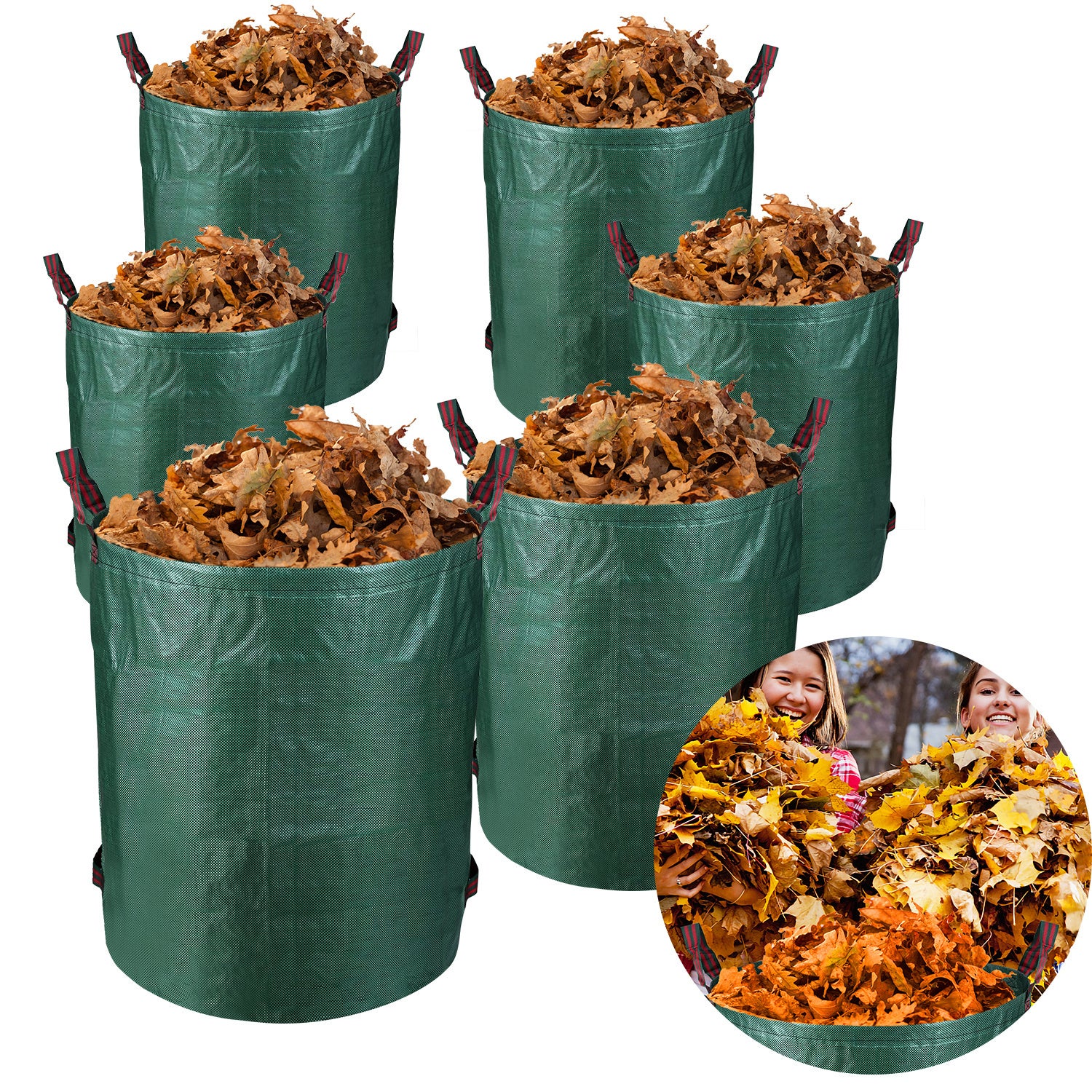 6X Worek ogrodowy Worek na liście ogrodowe Worek na odpady ogrodowe z uchwytami 272L
