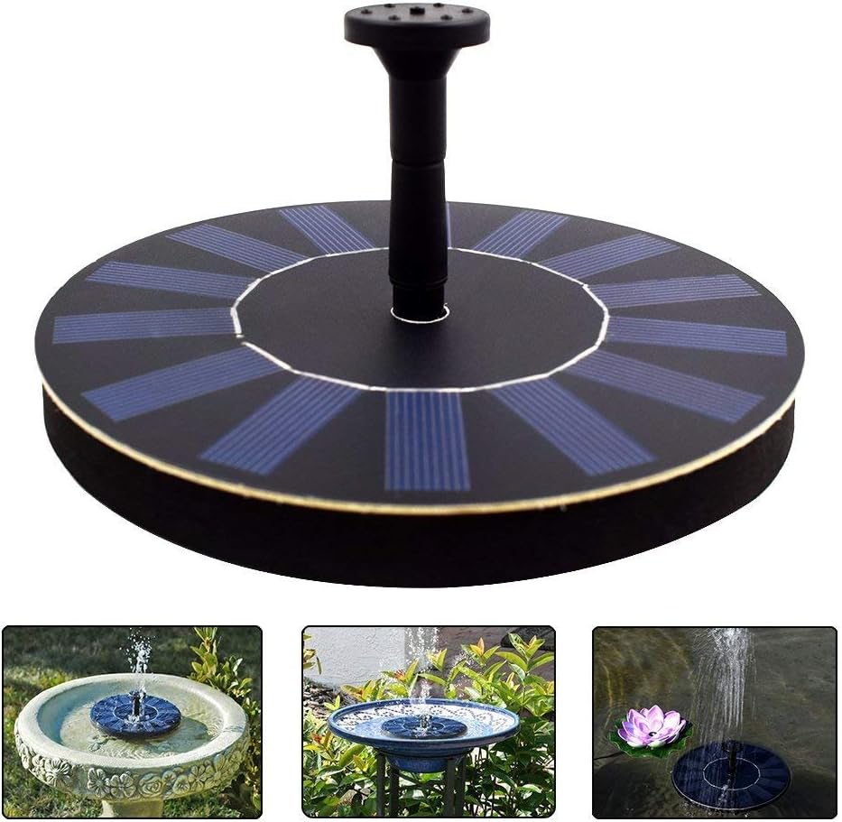Fontanna solarna, pompa pływająca z 4 dyszami rozpylającymi dla różnych przepływów wody, idealna do poideł dla ptaków (1.4w)