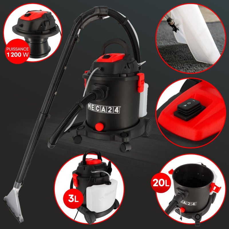 Aspirateur injecteur extracteur - 1200W - 20L - 3en1 - Pulvériser Nettoyer et Aspirer - Intérieur des voitures - Siège et Tapis - 2