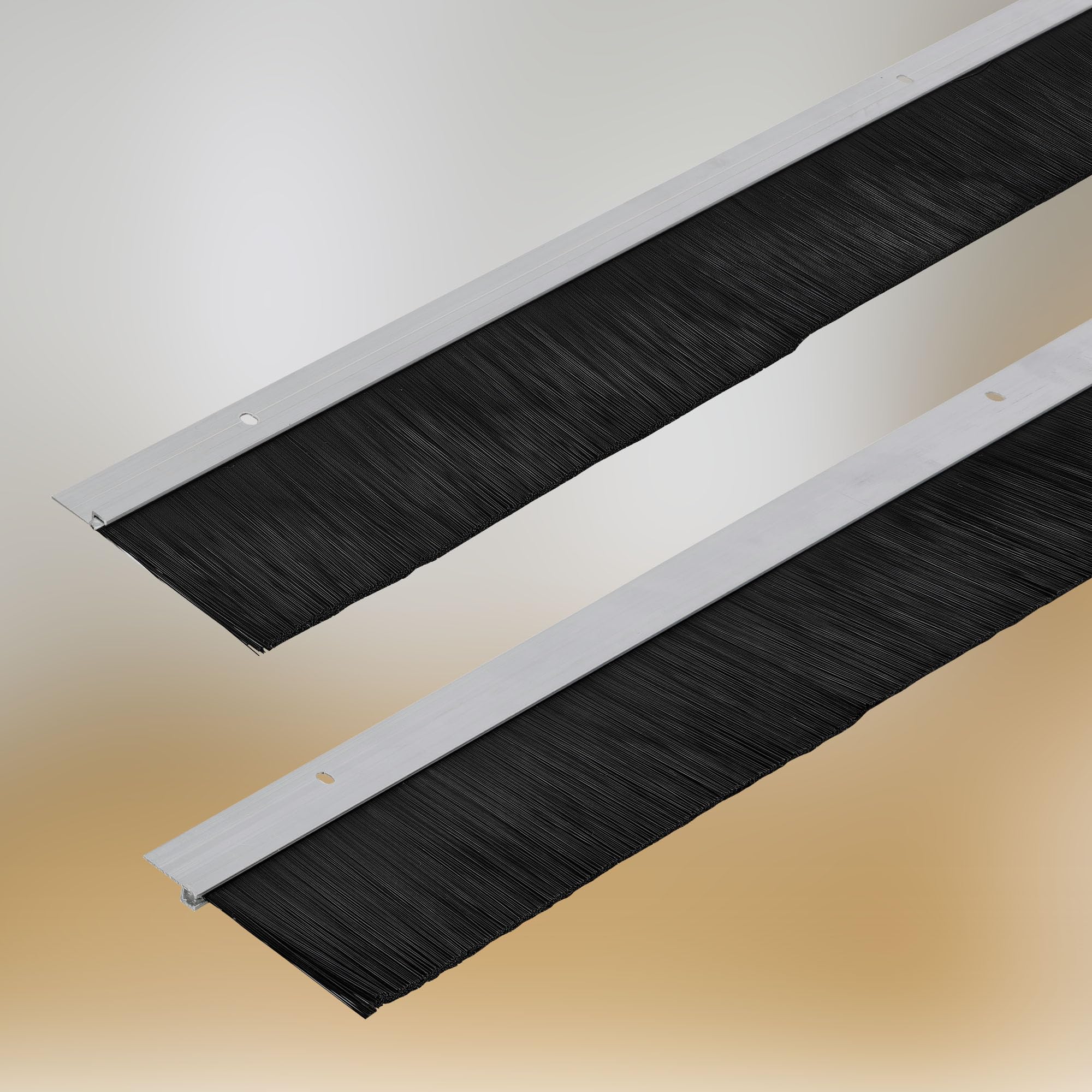 Joint de brosse en aluminium à visser 100 cm x 60 mm bas de porte isolant anti froid balai porte d'entrée et de garage - KOTARBAU - 6