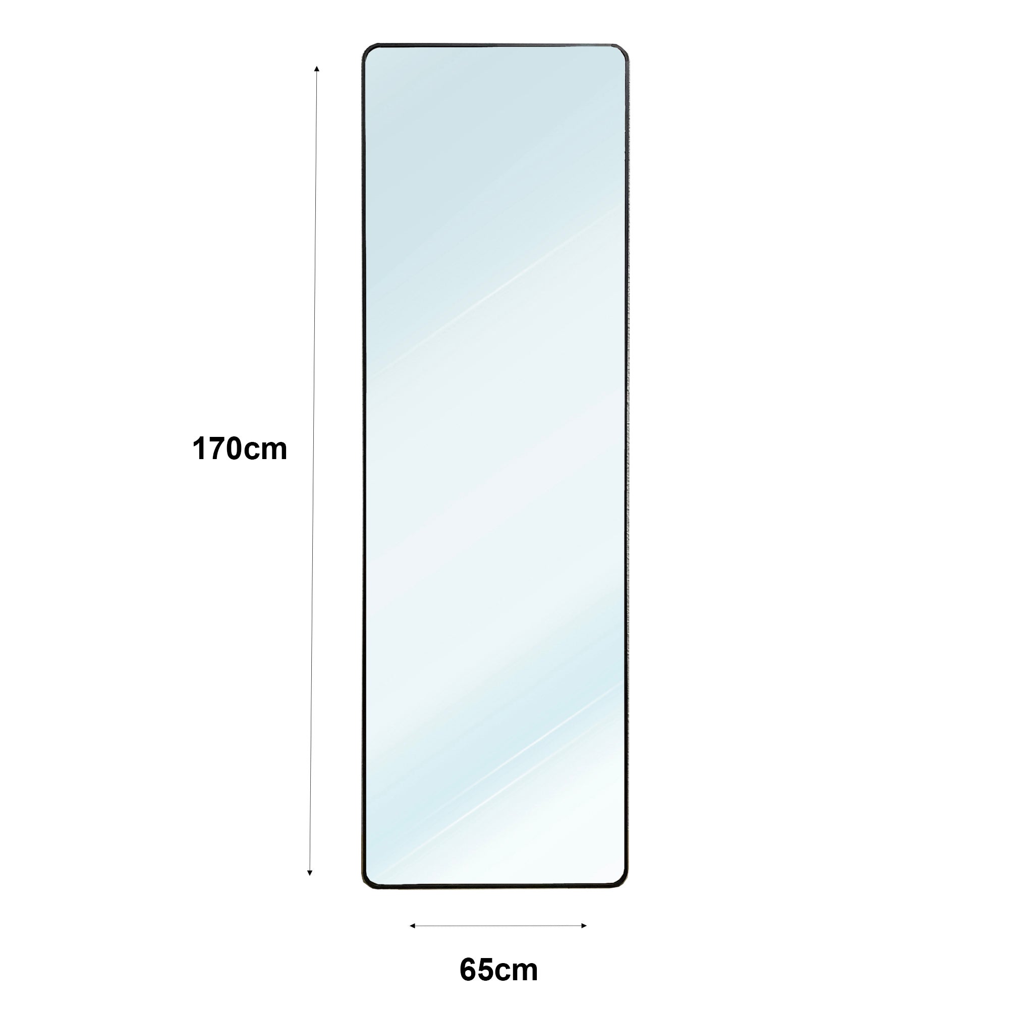 Espejo de Pie Metálico Metal Square Edge Max 170x65 |Cuerpo Entero Negro con Soporte Suelo | Soporte para Pared - 5