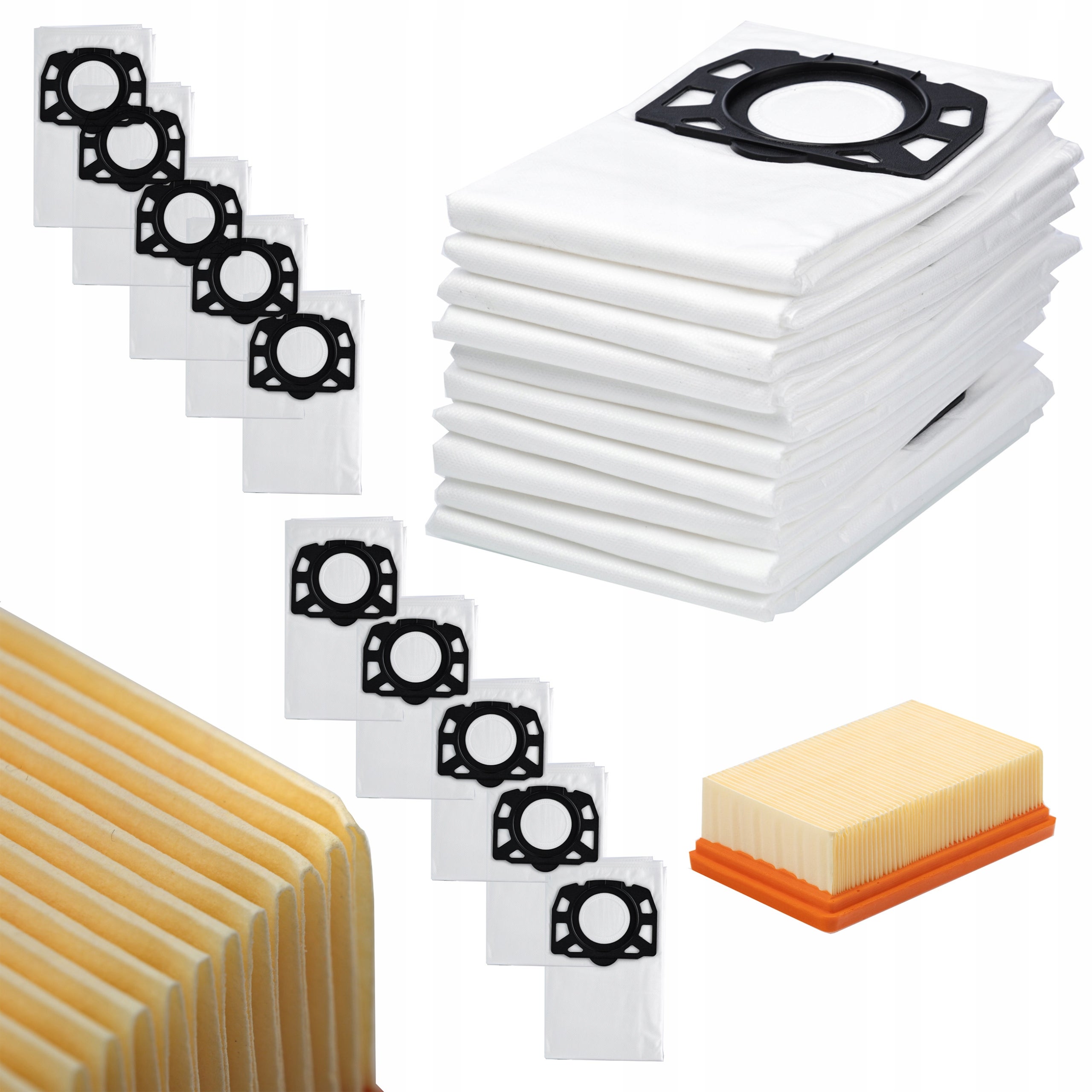 Set Accessoires pour Aspirateur – 10 Sacs + Filtre + Tuyau 4 m | Haute Qualité | Compatible Kärcher WD4–WD6 MV4–MV6 - 2