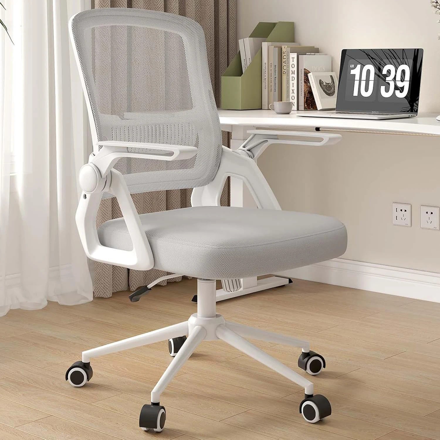 Homracer Sedia Da Ufficio Ergonomica Con Braccioli E Supporto Lombare - Reclinabile 90-145°, Altezza Regolabile, Cuscino Imbottito, Capacità 158 Kg, Per Casa E Lavoro