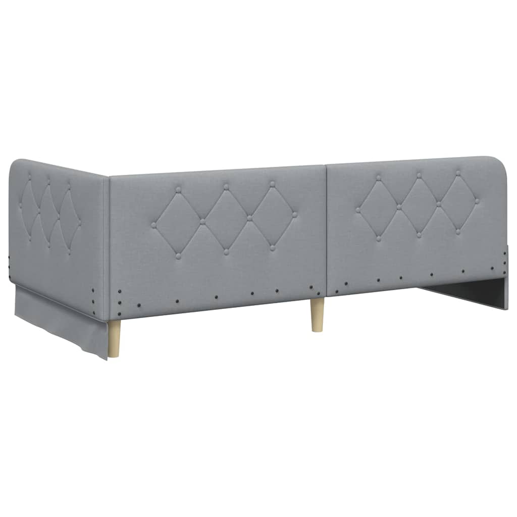 Cadre de lit d’angle gris clair 90 x 190 cm en tissu - 9