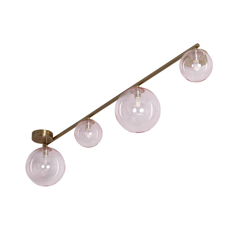 PLAFONNIER ORIENTABLE MÉTAL Et Verre 4 Spots Luxy Pour Ampoule E14 EUR