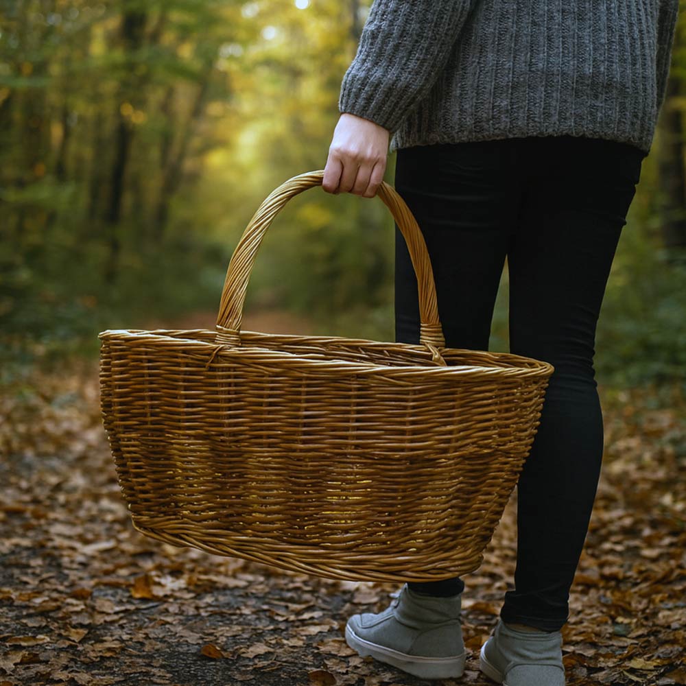 Cesto grande Agata in vimini con manico intrecciato bicolore 65 x 34 x h 52 cm - 7