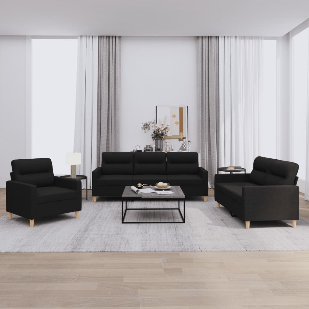 Canapé 3 Pièces VidaXL Tissu Crème - Ensemble Moderne (2 Places + 3 Places + Fauteuil) - Capacité 6 Personnes, Cadre Acier