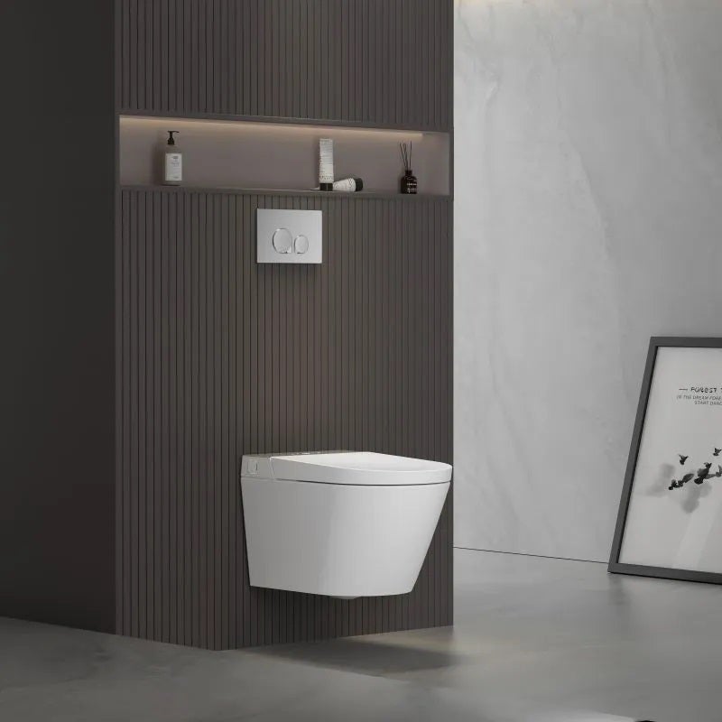 Inodoro Suspendido VOGO W230 Estilo Japonés Con Bastidor - Sensor De Pie, Asiento Calefactado, Lavado Con Agua