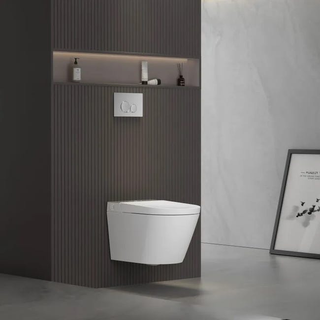 Inodoro Suspendido VOGO W230 Estilo Japonés Con Bastidor - Sensor De Pie, Asiento Calefactado, Lavado Con Agua
