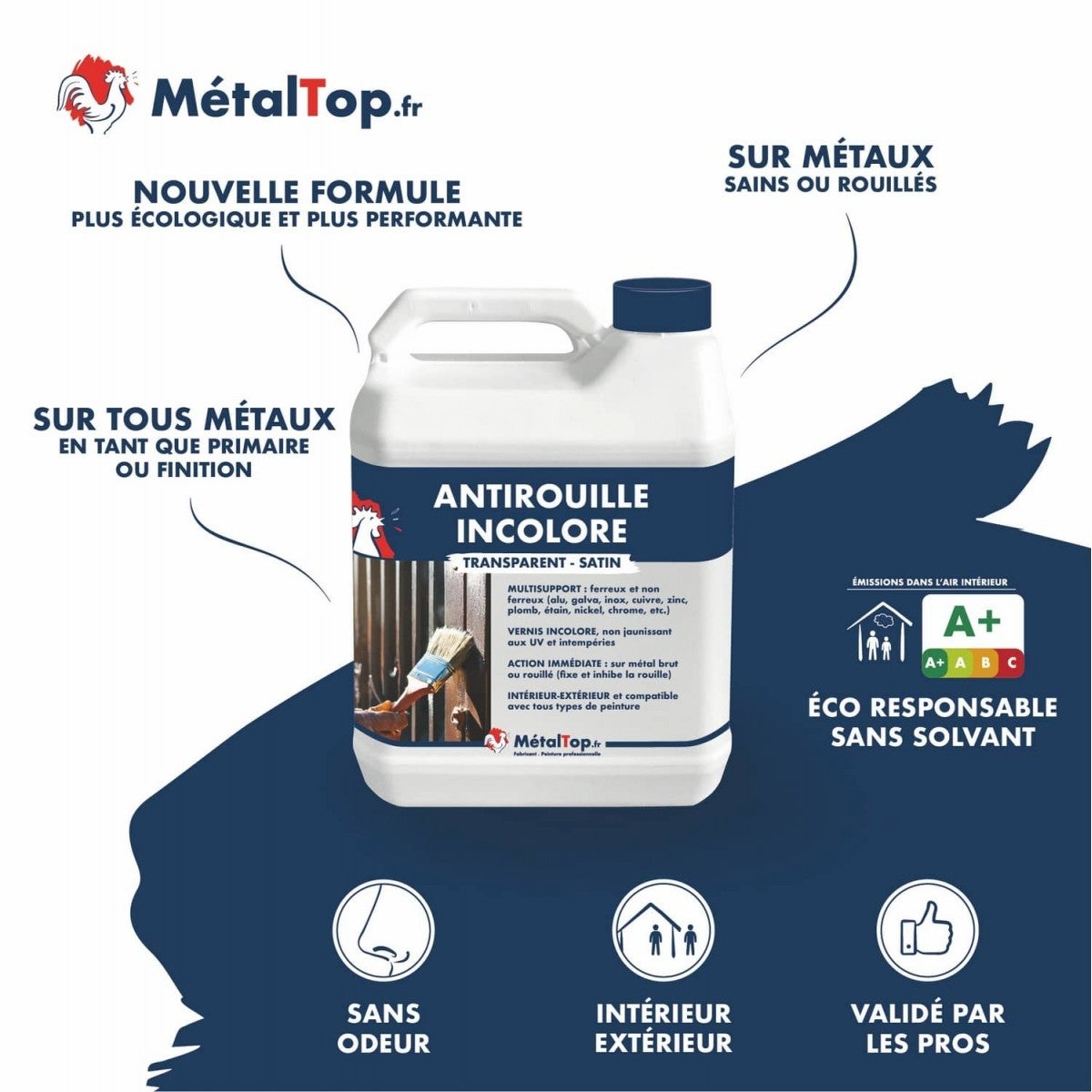 Antirouille Incolore - Metaltop - RAL Incolore - Pot 5L - 3