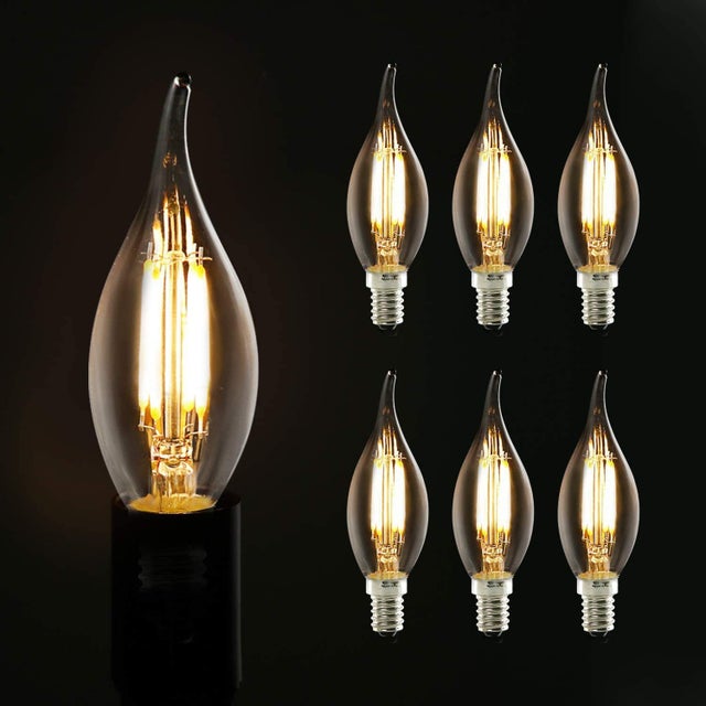 NETTLIFE Lot de 6 ampoules LED E14 4W blanc 2700K lampe bougie chaud filament rétro Edison vintage économie d'énergie en verre - non dimmable