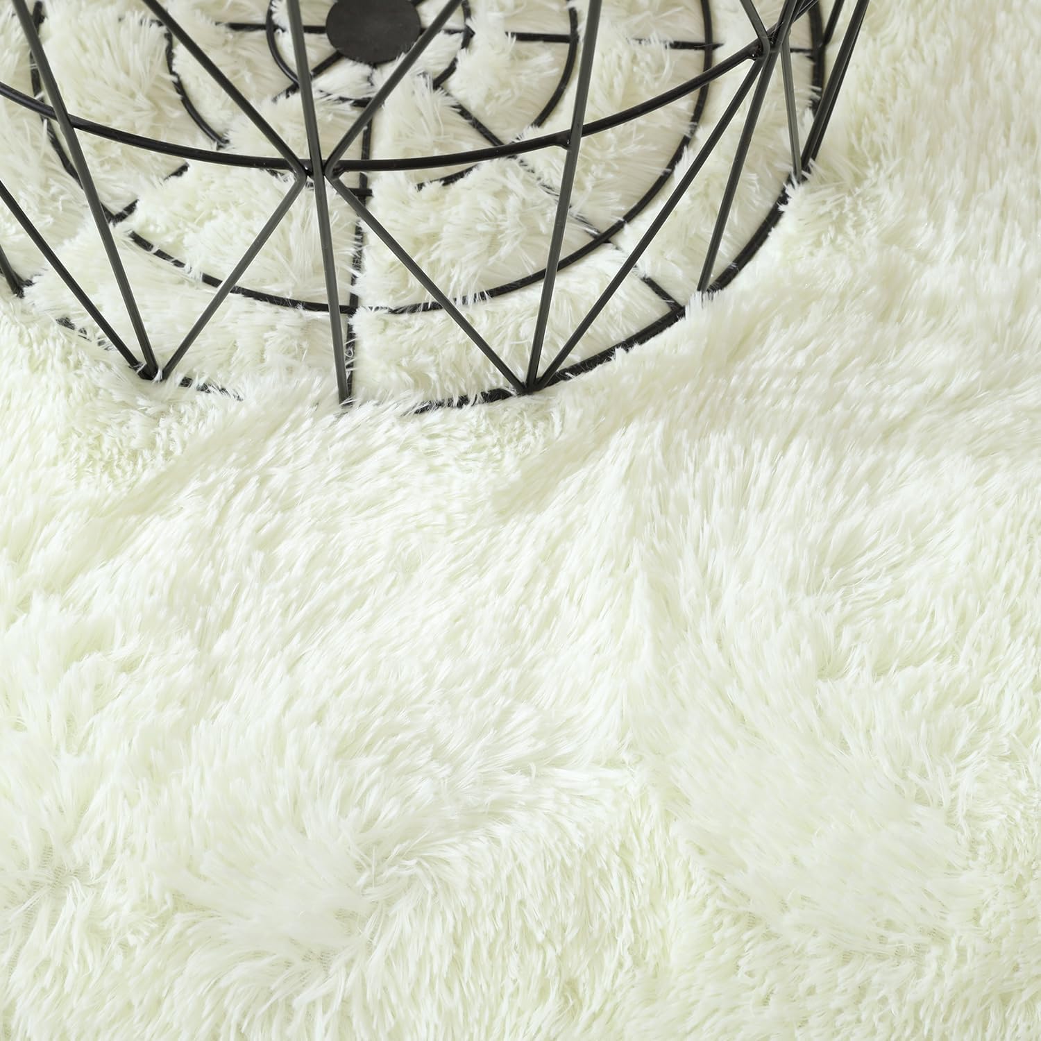 Tapis de salon chambre blanc, tapis de chambre en daim de 160 × 200 cm de long, tapis de chevet doux - 6