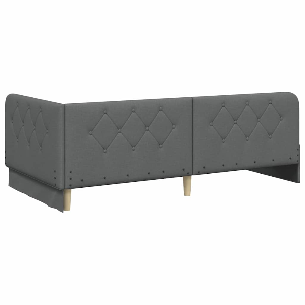 Cadre de lit d'angle en tissu gris foncé pour la chambre, 90 × 190 cm - 7