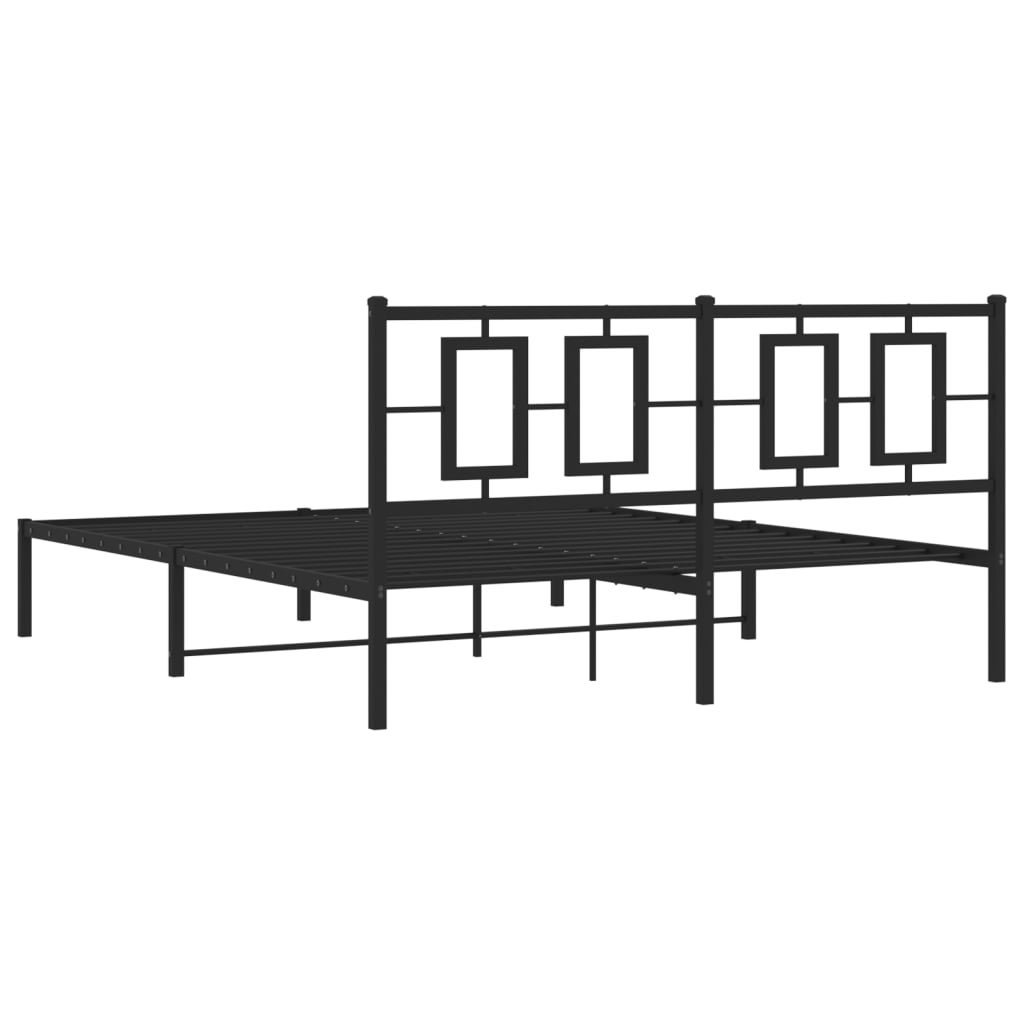Estructura cama sin colchón con cabecero metal negro 150x200 cm vidaXL - 7