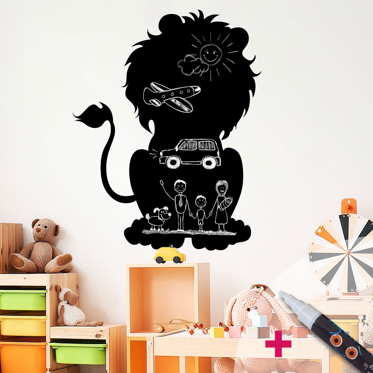 Adesivo ardesia Figura Lion - Sticker adesivo - adesivi murali - 110x85cm - 5