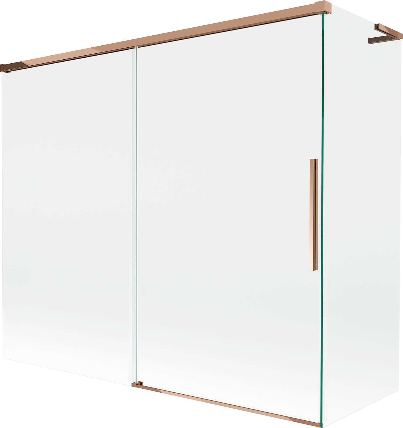 Mexen Rox L parawan nawannowy 2-skrzydłowy rozsuwany 180 + 80 x 150 cm, transparent, różowe złoto - 8C9L-180-080-60-00