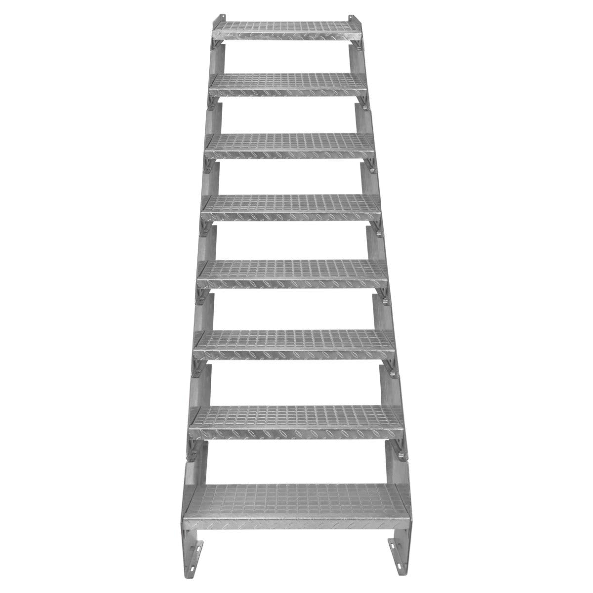Scala in metallo a 8 elementi regolabile in altezza 60 cm / 600 mm di larghezza Acciaio zincato argento 8 gradini - 3