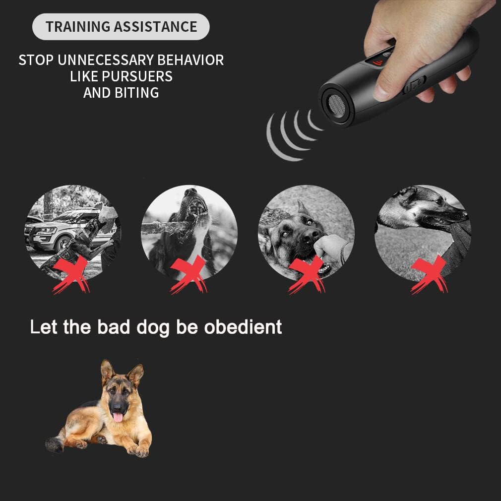 Repelente ultrasónico para perros, control remoto, dispositivo de entrenamiento de comportamiento, linterna LED con 3 canales de alta frecuencia - 3