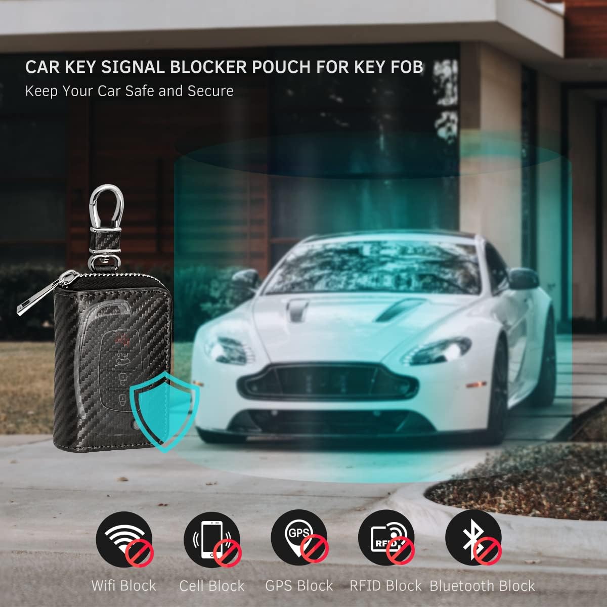 Scatola Anti Metal Detector Koruma Chiave Auto Signal Blocker Case, KEYLESS Fob Guard Blocco Segnale Della Borsa, Antifurto Lock Dispositivi, Privacy Protezione Di Sicurezza Keyless Lanpard - Foto 6