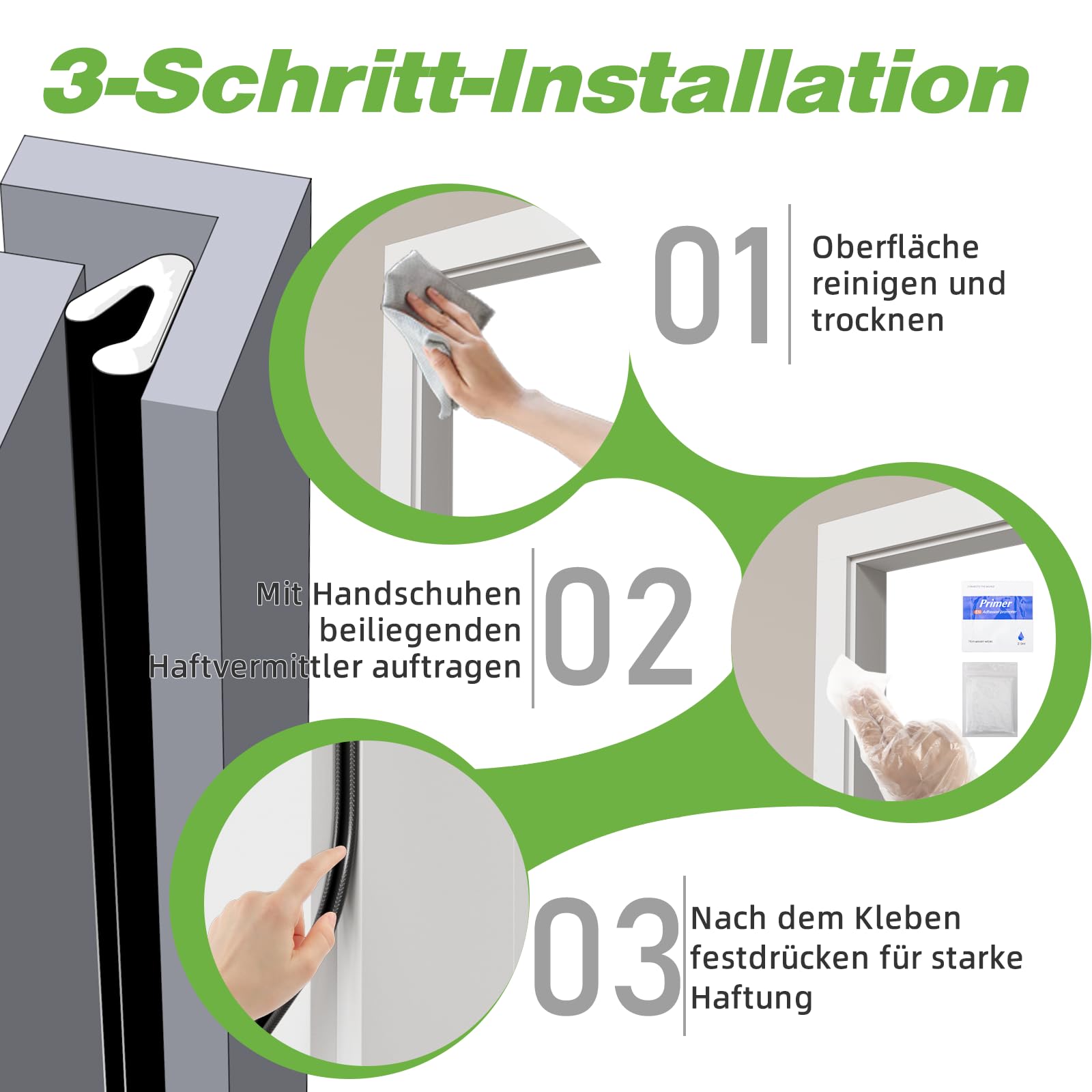 Guarnizioni a V per porte e finestre, guarnizioni autoadesive, senza chiodi, antivento e fonoassorbenti per telai di porte (6 m) - 6