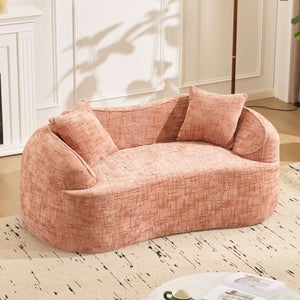 Canapé 2 Places En Velours Côtelé - Floor Sofa Rembourré, Accoudoirs, Capitonné - Grand Sofa Poire Pour Salon, Chambre