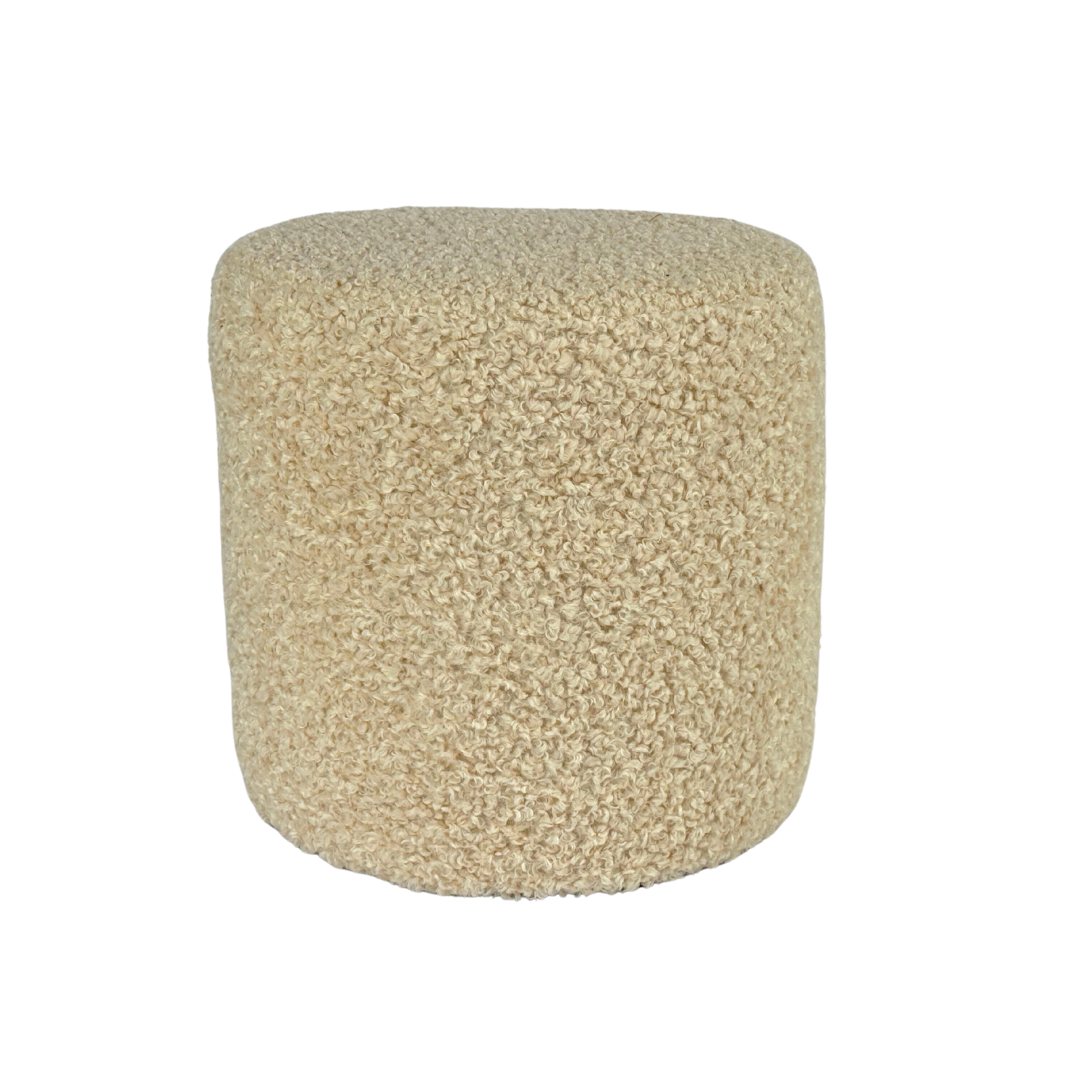 Pufa 40x40 cm kwadratowa ROLF tkanina baranek bouclé stylowy podnóżek dodatek do wnętrz beżowa
