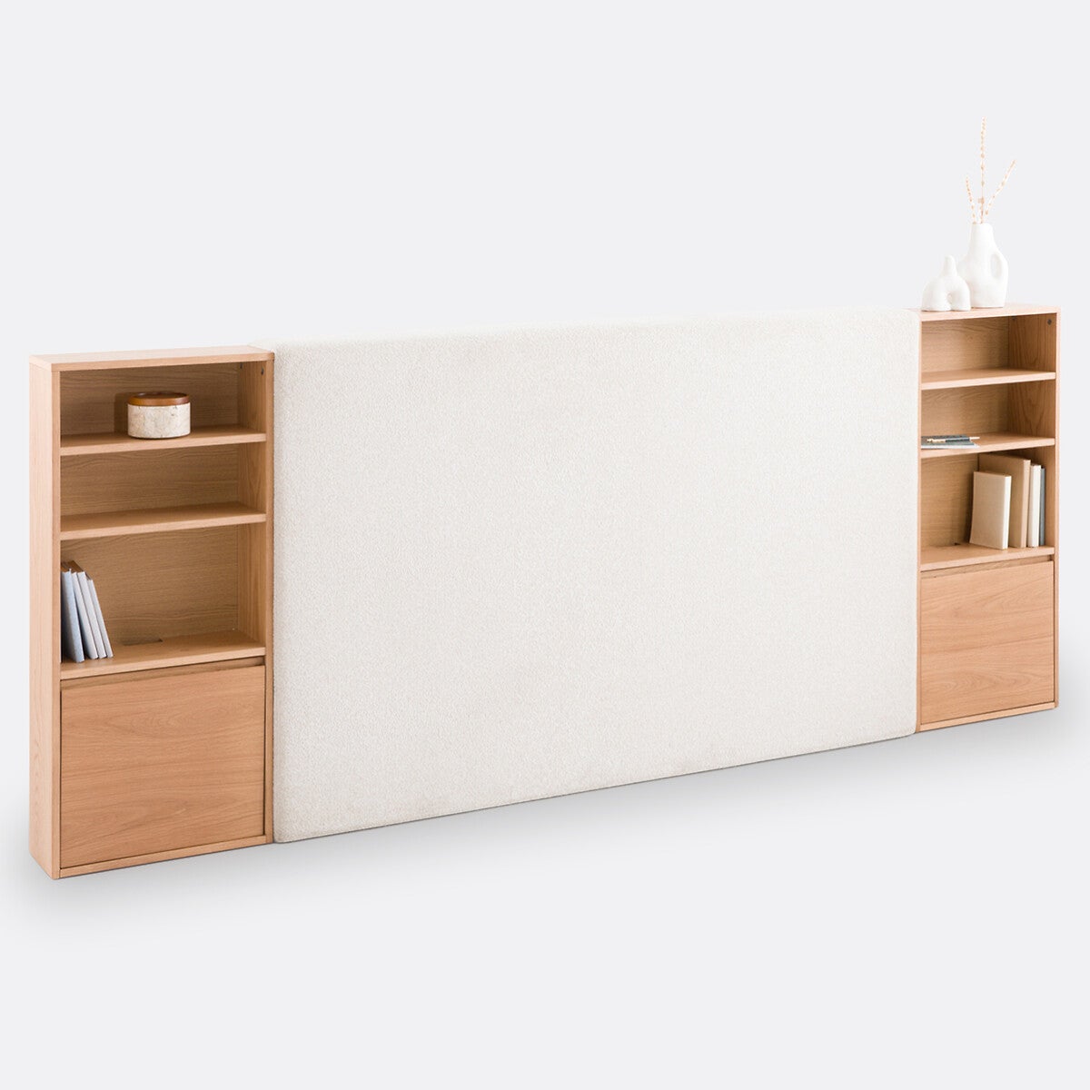 Tête de lit avec rangements, Fabi - Plaqué chêne/écru - 160 cm | Leroy ...