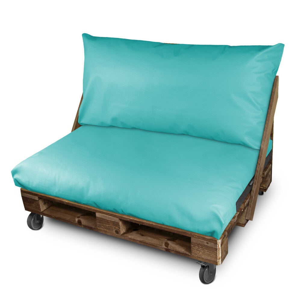 Cojín para palets polipiel exterior turquesa funda respaldo esquina 65x45x25 sin relleno