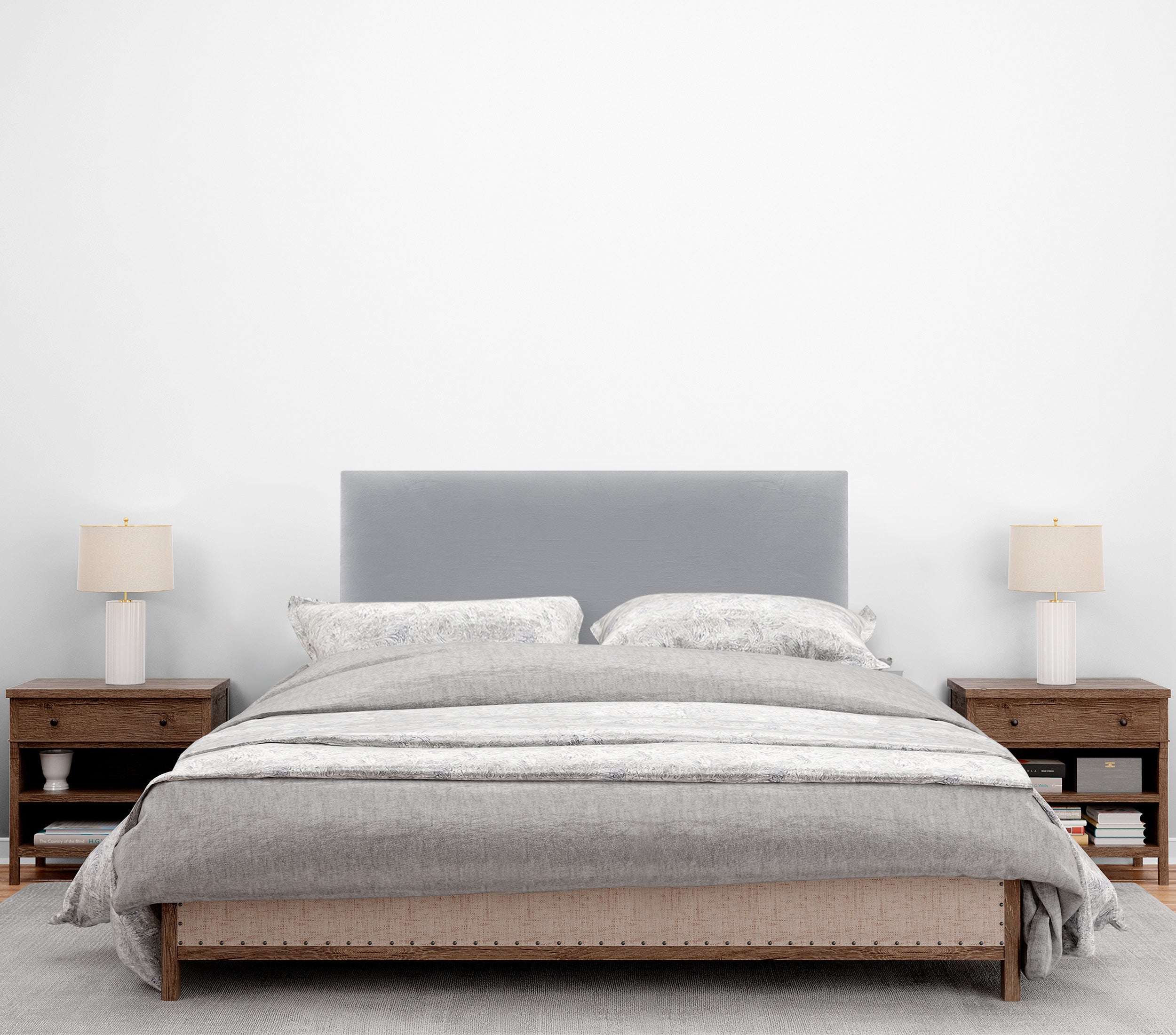 DHOME Testiera in Velluto Liscio Camera da letto Imbottita con Testiera Imbottita Moderna di Fascia Alta (Grigio Chiaro, 90x50cm) - 4