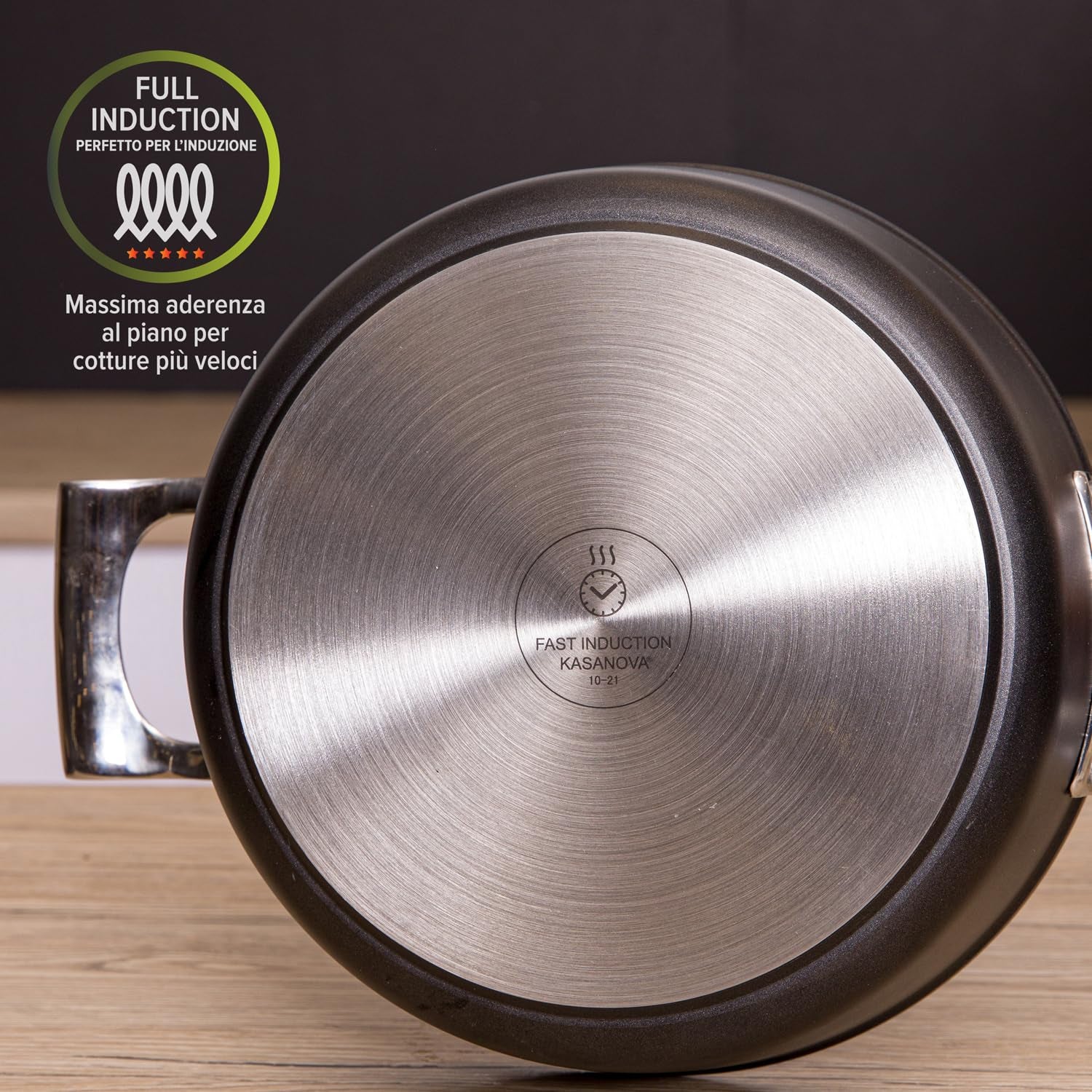 KASANOVA tegame antiaderente 24 o 27 cm Black Diamond, tegame per induzione, con coperchio, rivestimento antiaderente, tegame acciaio inox in forno fi - 5
