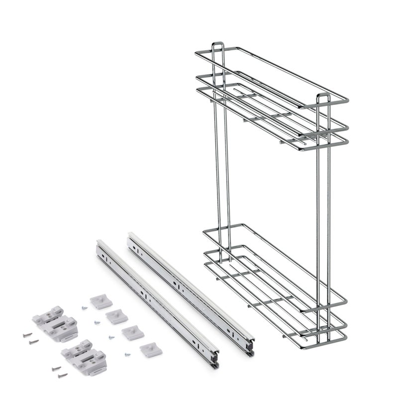 Emuca Stojak wysuwany na butelki SupraMax, moduł 150 mm, Stal, Chromowany