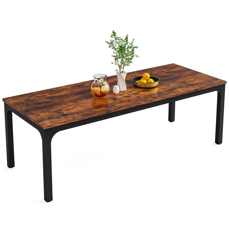 Tribesigns Stół do jadalni w stylu industrialnym 200x70x75 cm, stół kuchenny dla 6-8 osób, prostokątny do kuchni, salonu, w kolorze rustykalnego brązu