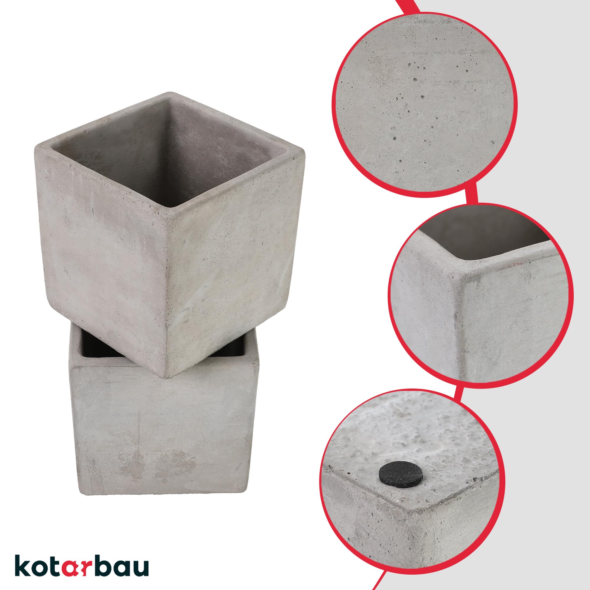 2x donica kwadratowa betonowa osłonka na doniczkę na rośliny 16cm dom ogród - KOTARBAU - 6