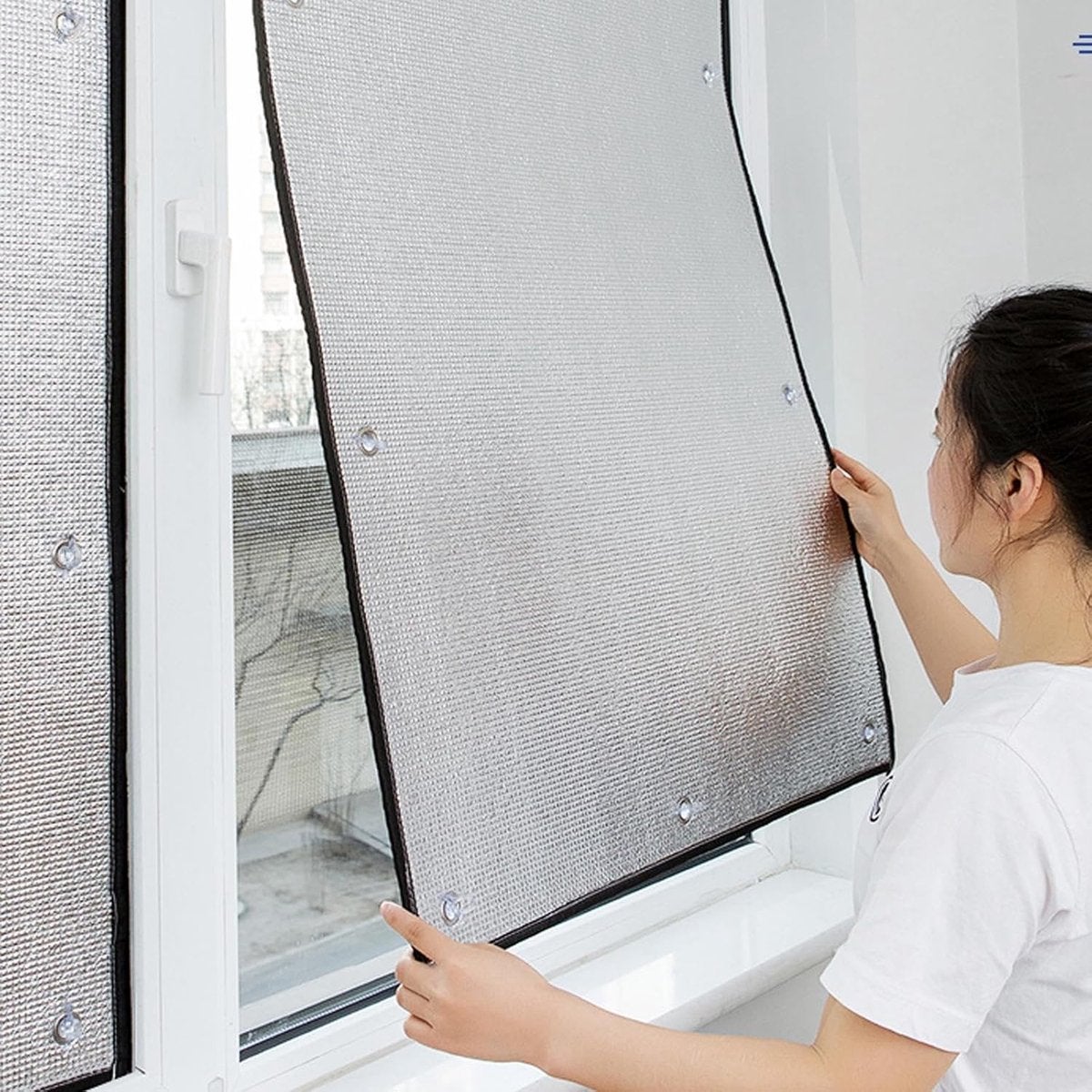 Parasolar universal cu ventuze, 50 x 100 cm, instalare ușoară, rezistent la căldură și care protejează intimitatea, nu necesită găurire